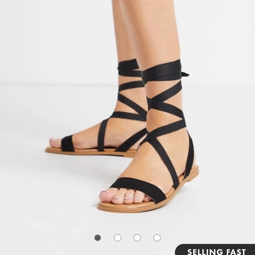 NWOT ASOS DESIGN Finland tie leg flat sandals